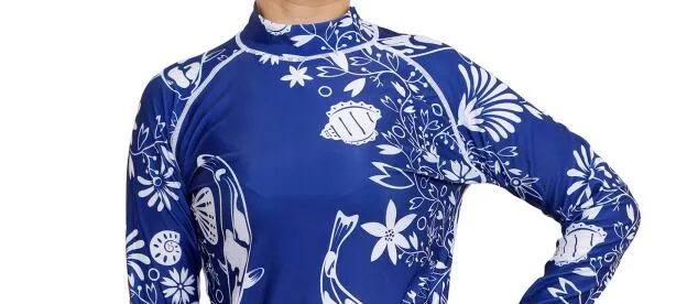 Sublimation Print Swimwear Lycra Long Sleeves Rashguard for Woman